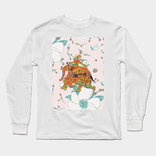 Elephant print in Phad art and Lord Krishna Long Sleeve T-Shirt